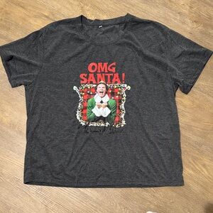 Gray OMG Santa Graphic T-Shirt